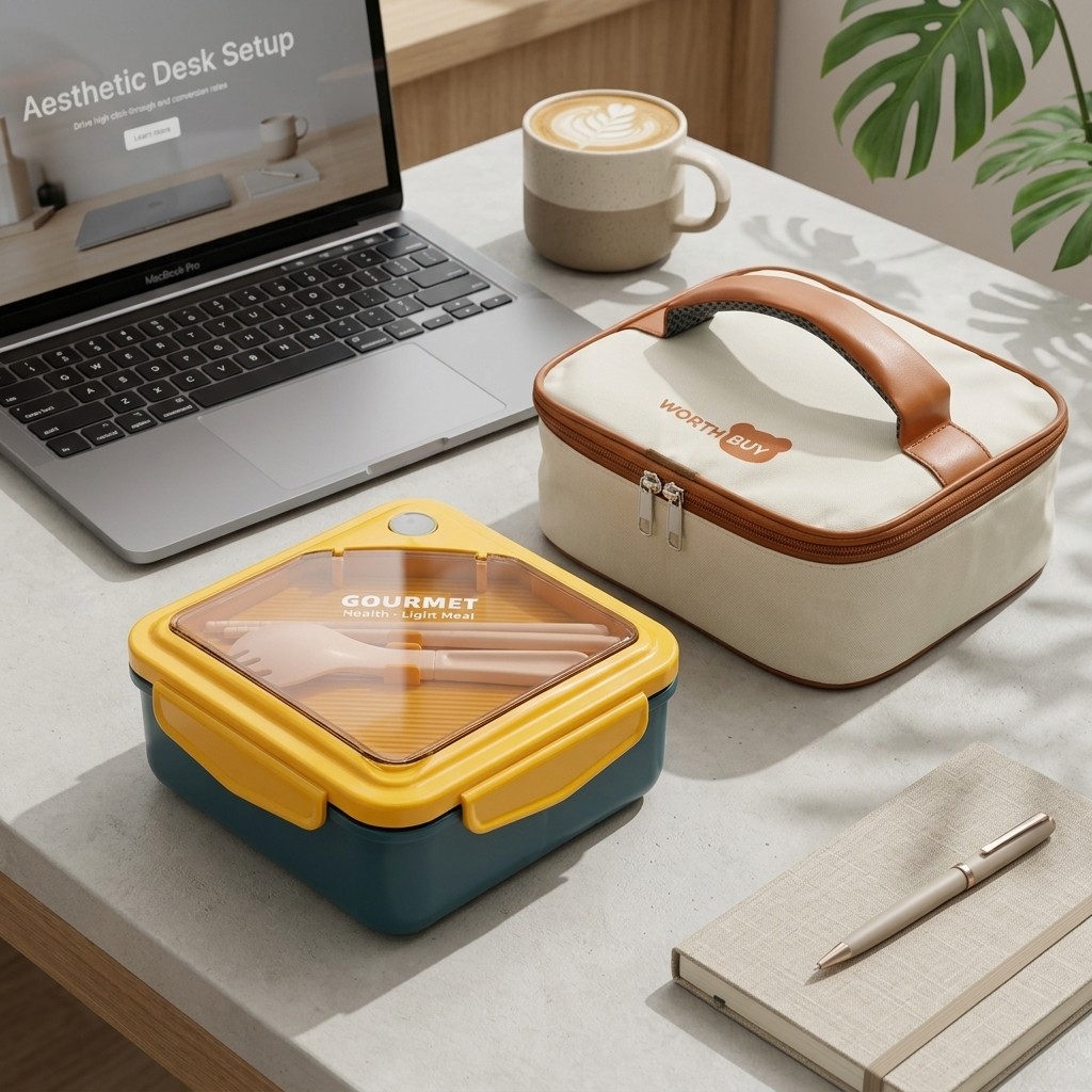 Meal Prep Kinder - 電子レンジ対応プラスチック弁当箱 大人子供用 2コンパートメント漏れ防止ランチボックス カトラリー付き サラダボックス 食事準備用食品容器