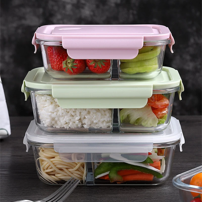 Meal Prep Kits - 密閉蓋付きガラス弁当箱,生鮮食品保存,持ち運びが簡単,電子レンジで加熱,食品容器,弁当箱
