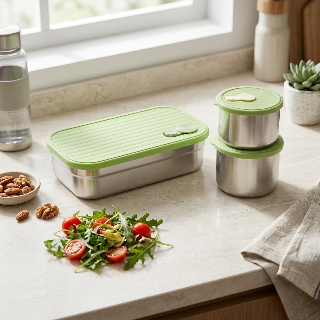 Meal Prep Kinder - 電子レンジ対応 304 ステンレス鋼ランチボックスセット食事準備食品保存容器弁当箱大人子供用キッチンアクセサリー