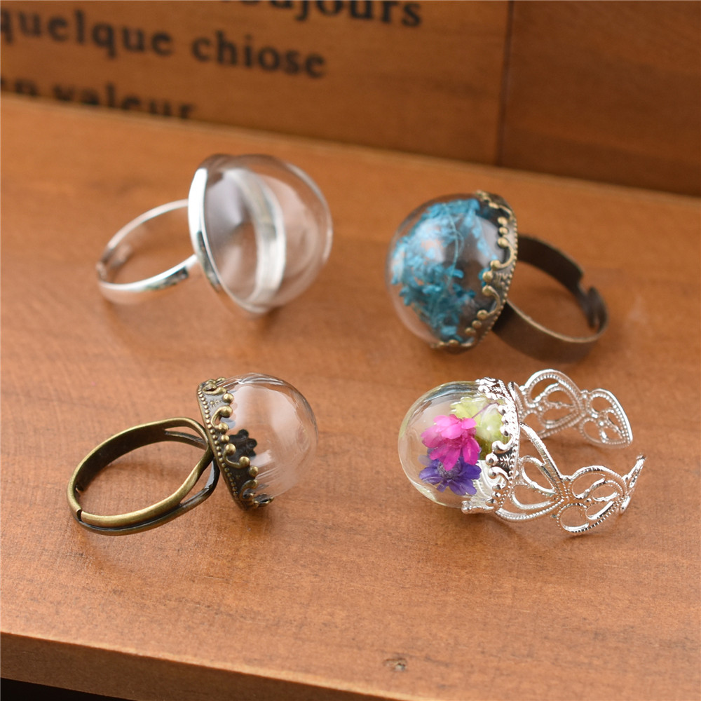 Glass Container Set - 5セット 15mm 20mm 中空ガラスドーム リング付きセット ガラスグローブバイアル
