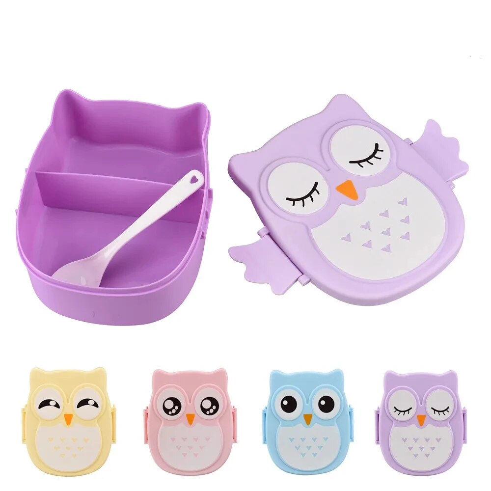 Meal Prep Kits - 1Pc フクロウ型弁当箱コンパートメント付きランチ食品容器蓋付き Almacenamiento Cocina ポータブル弁当箱子供のための