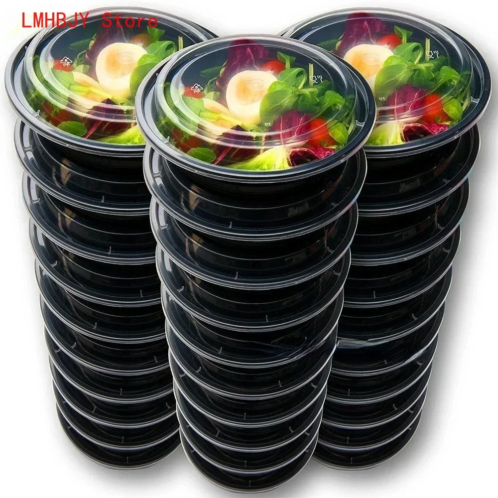 Meal Prep Kits - ふた付きプラスチック製食品容器,食品調理容器,ポータブル弁当弁当箱,1コンパートメント,円形または正方形の弁当箱,屋外