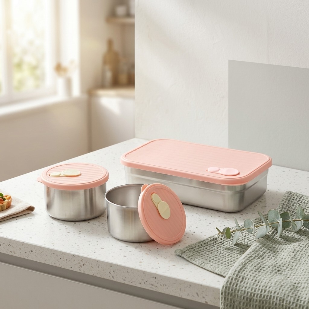 Meal Prep Kinder - 弁当箱セット 電子レンジ対応 304ステンレス製食品保存容器 子供と大人のための食事準備 キッチンアクセサリー