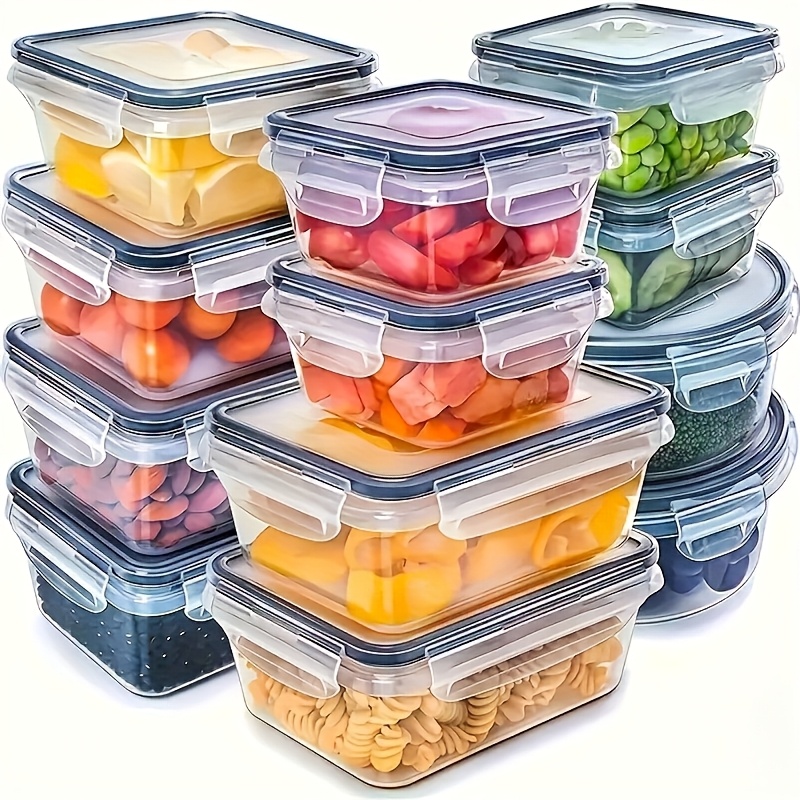 Meal Prep Microwave - 8個セットには、4つの容器と4つの蓋が含まれています。気密食品保存容器、キッチン冷蔵庫オーガナイザー、果物、野菜、キャンプ用。