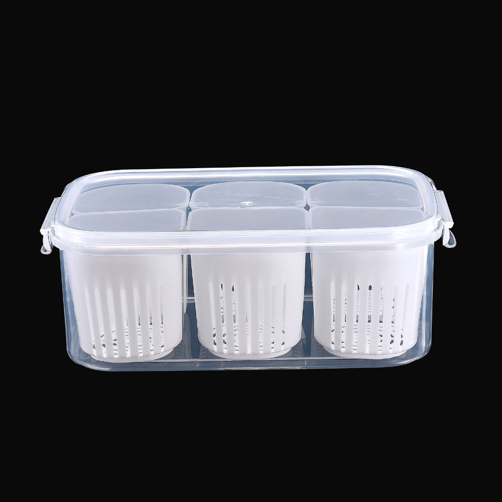 Meal Prep Kits - 実用的なPP製食品保存容器。6マス仕切り付きの白いプラスチック製で、家庭での食事の準備に最適。
