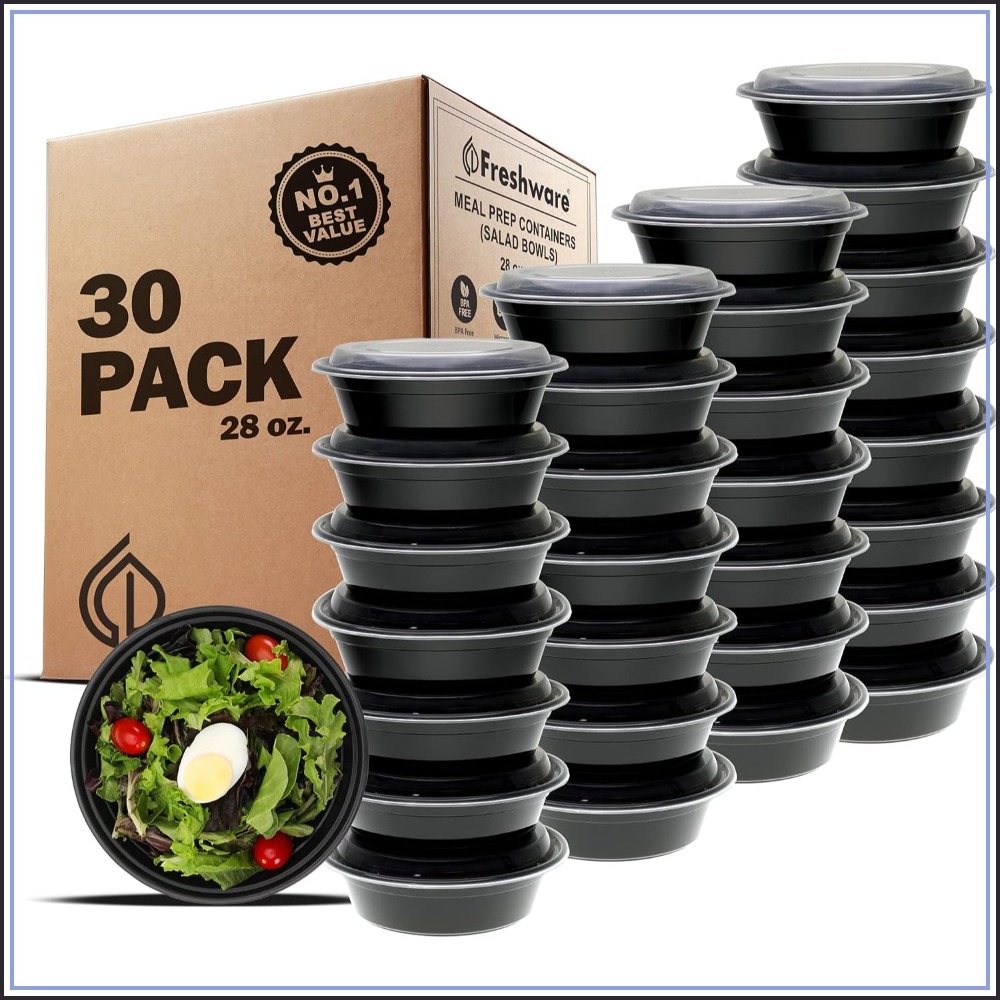 Meal Prep Microwave - 蓋付きミールプレップ容器 30個パック、28オンス BPAフリー、電子レンジ・食洗機対応