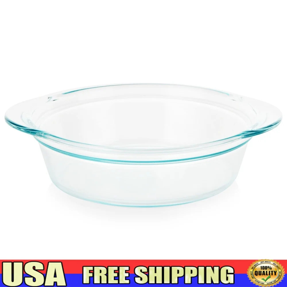 Meal Prep Microwave - ディープラウンドガラスベーキングディッシュ 9.5 インチオーブンセーフ強化ガラス多用途耐熱皿ワイドハンドル冷凍庫電子レンジ食器洗い機