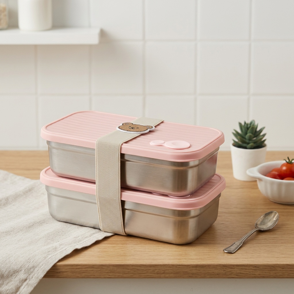 Meal Prep Kinder - 304ステンレス製弁当箱 大人子供兼用 電子レンジ対応 水漏れ防止 積み重ね可能 2コンパートメント