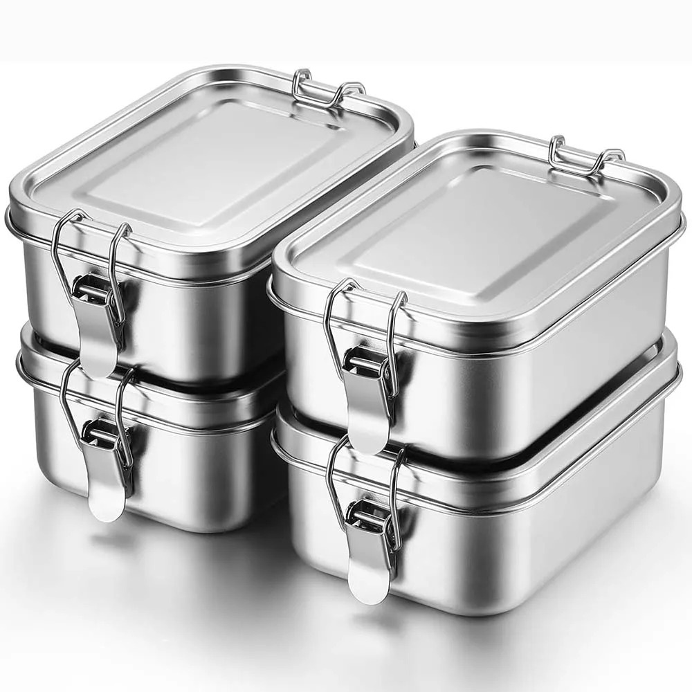 Meal Prep Microwave - ステンレススチール弁当箱金属弁当箱食品保存容器ロック可能なクリップ付きランチスナックボックス仕事、学校用