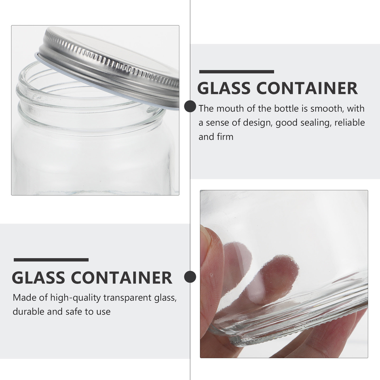 6個入り メイソンジャー セット 厚手 透明 密閉容器 食品 - Glass Container Set のレビューと価格