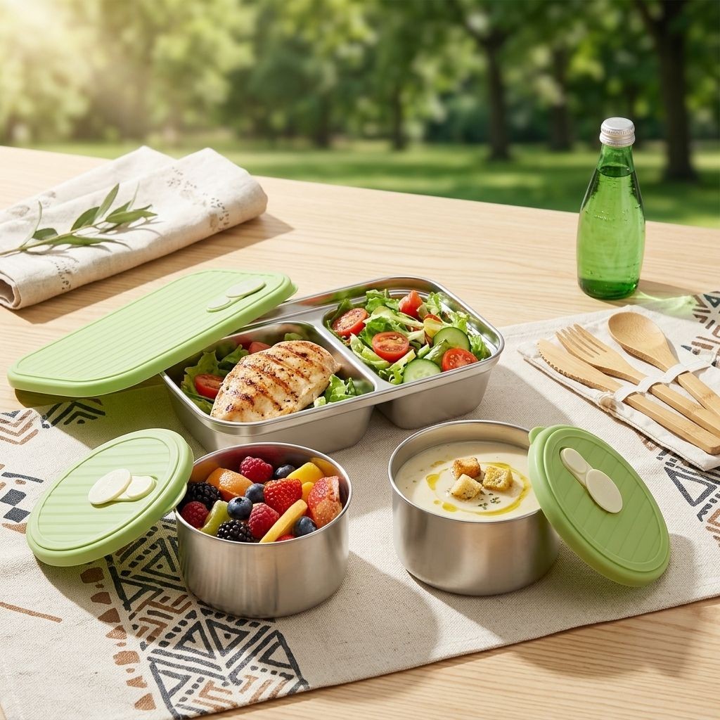 電子レンジ対応 304ステンレス製弁当箱 大人子供用ランチボ - Meal Prep Kinder のレビューと価格