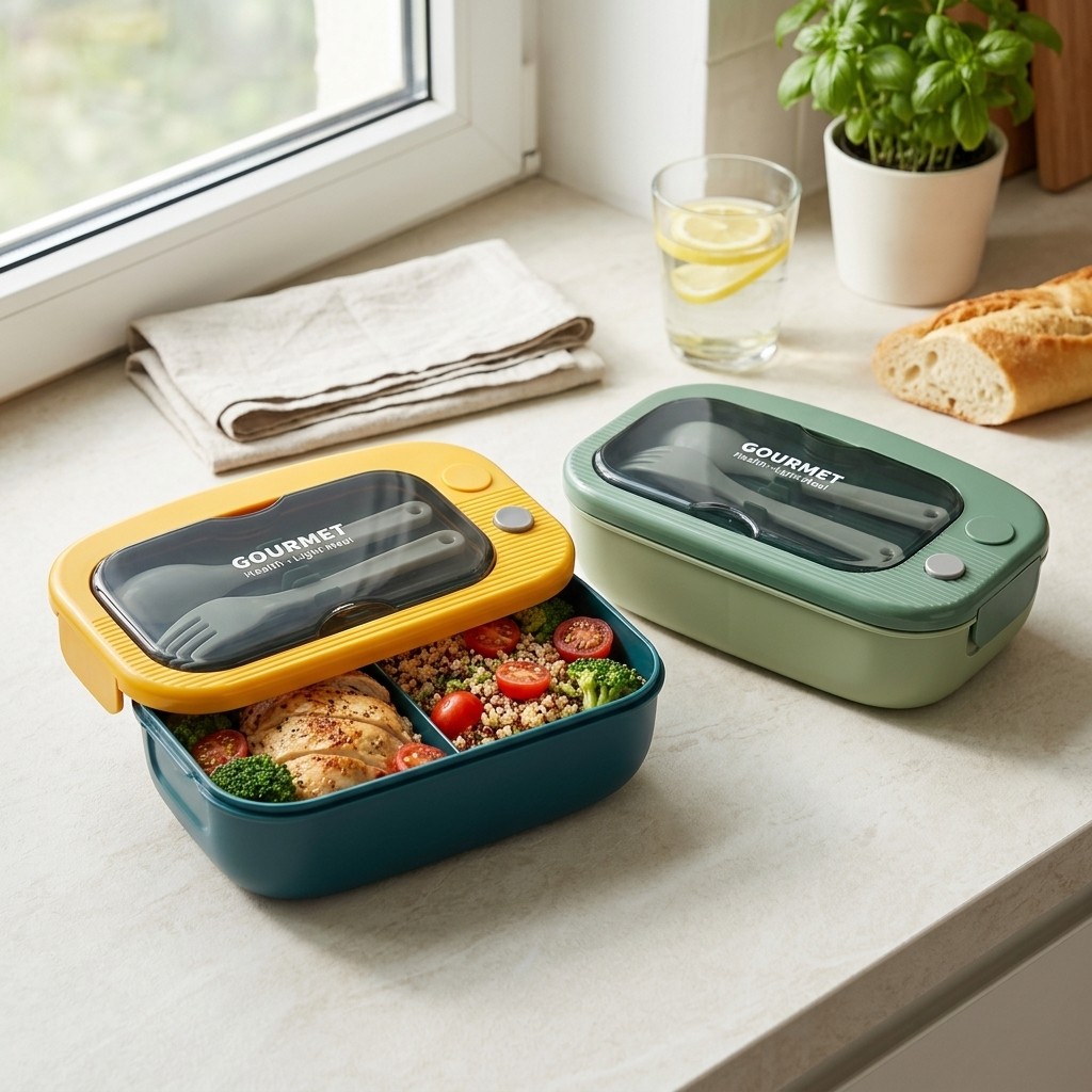 電子レンジ対応プラスチック弁当箱 大人子供用ランチボックス  - Meal Prep Kinder のレビューと価格