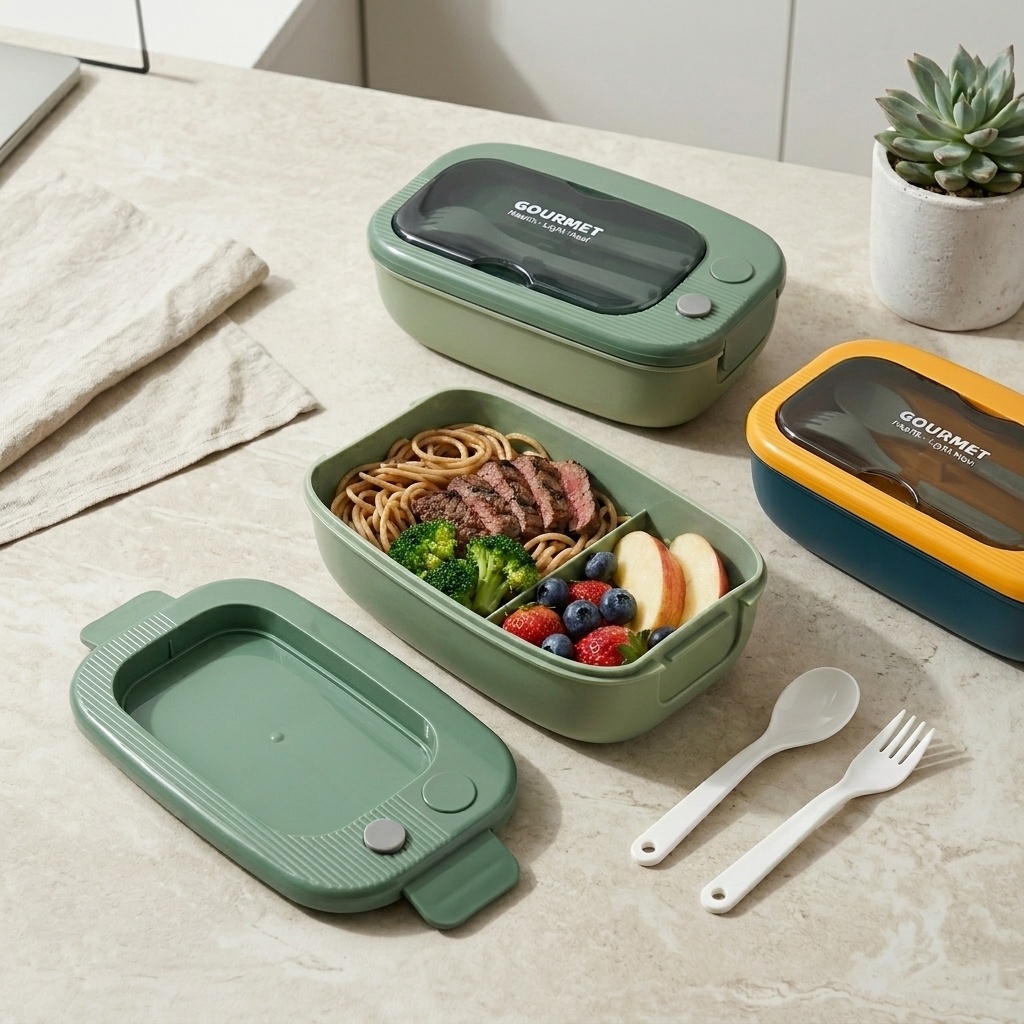 電子レンジ対応プラスチック弁当箱 大人子供用ランチボックス  - Meal Prep Kinder のレビューと価格