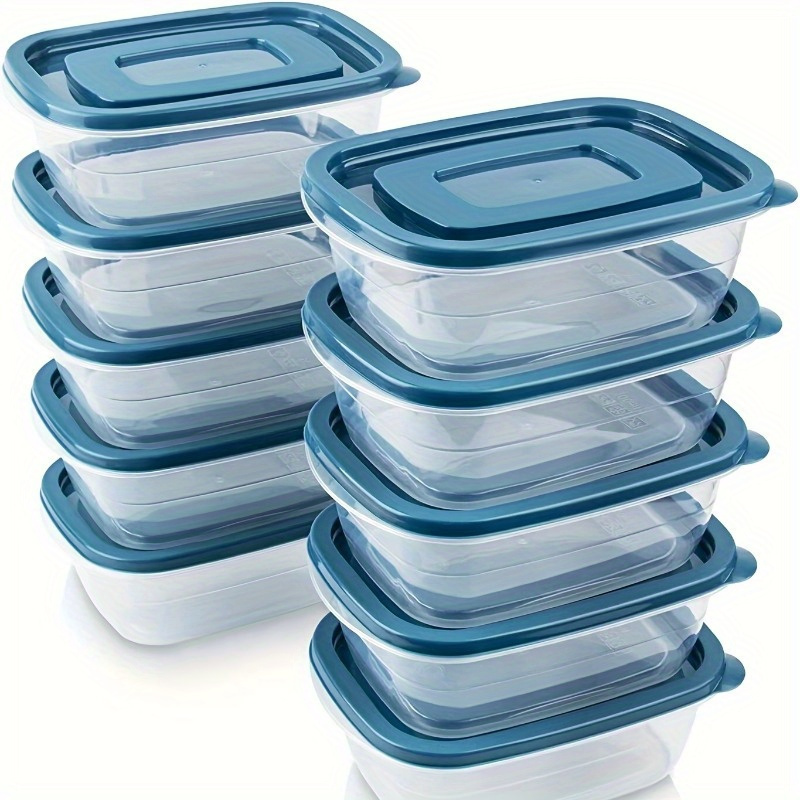 透明な積み重ね可能なプラスチック製食品保存容器6個セット、青 - Meal Prep Microwave のレビューと価格