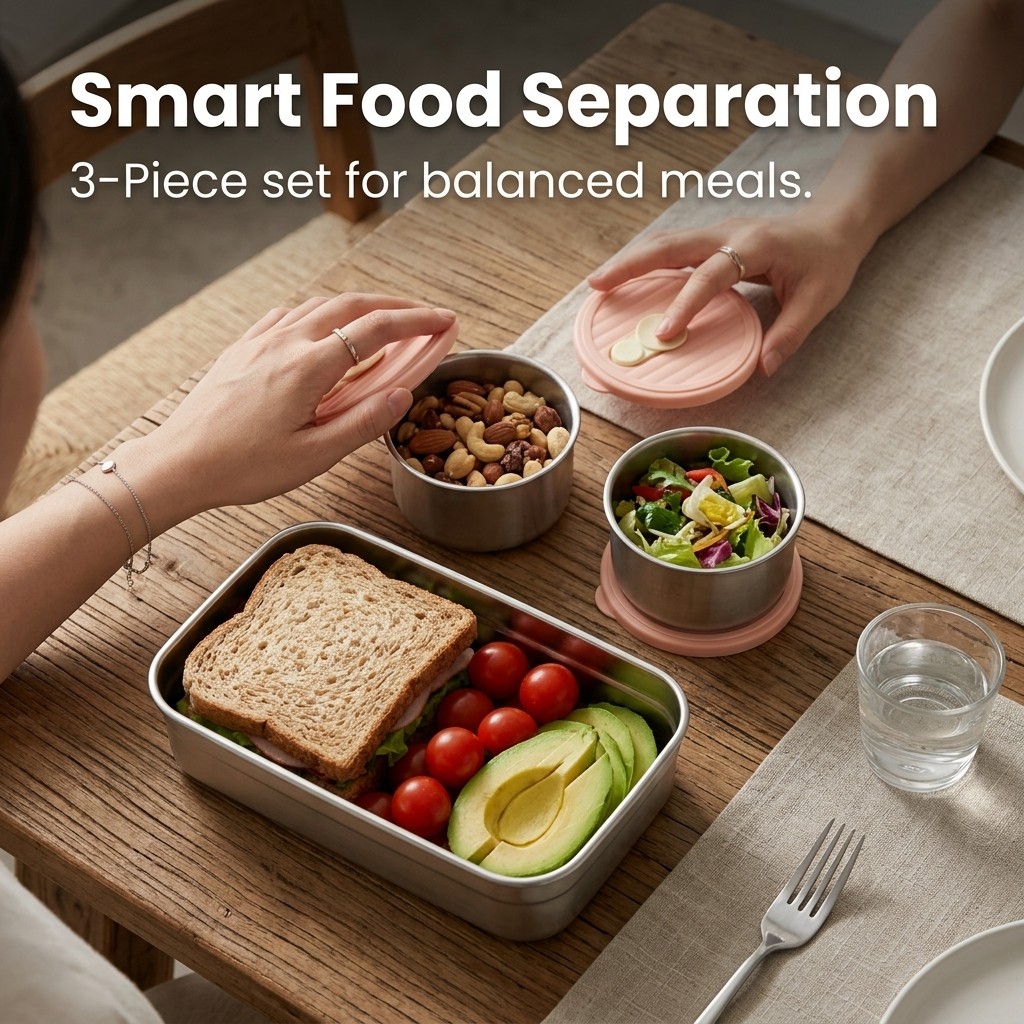 弁当箱セット 電子レンジ対応 304ステンレス製食品保存容器 - Meal Prep Kinder のレビューと価格