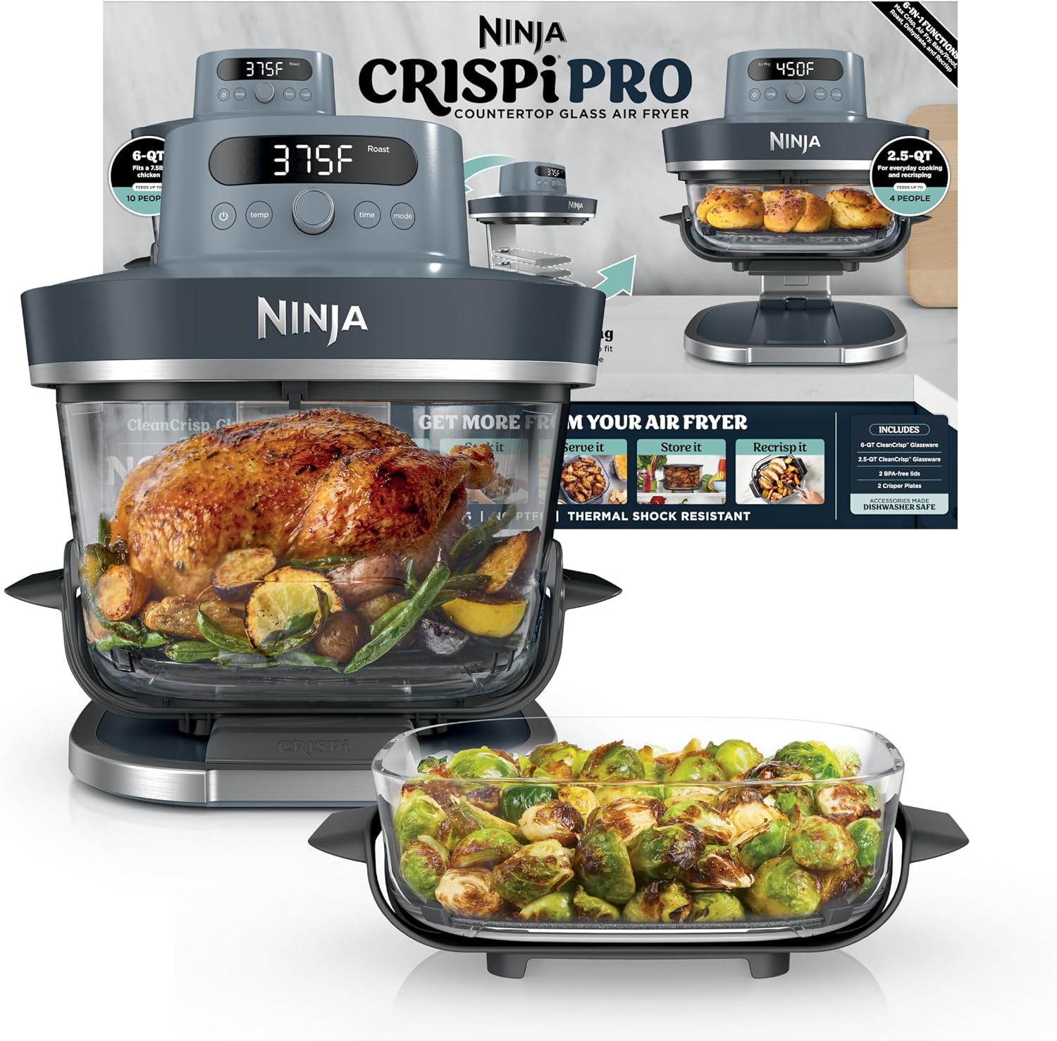 ニンジャ クリスピプロ 6-in-1 ガラス製エアフライヤー - Meal Prep Microwave のレビューと価格
