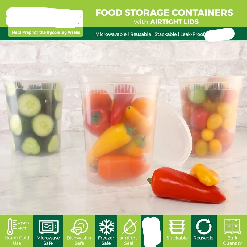 ふた付きプラスチックデリ容器、スライム、スープ、食事準備容器 - Meal Prep Microwave のレビューと価格