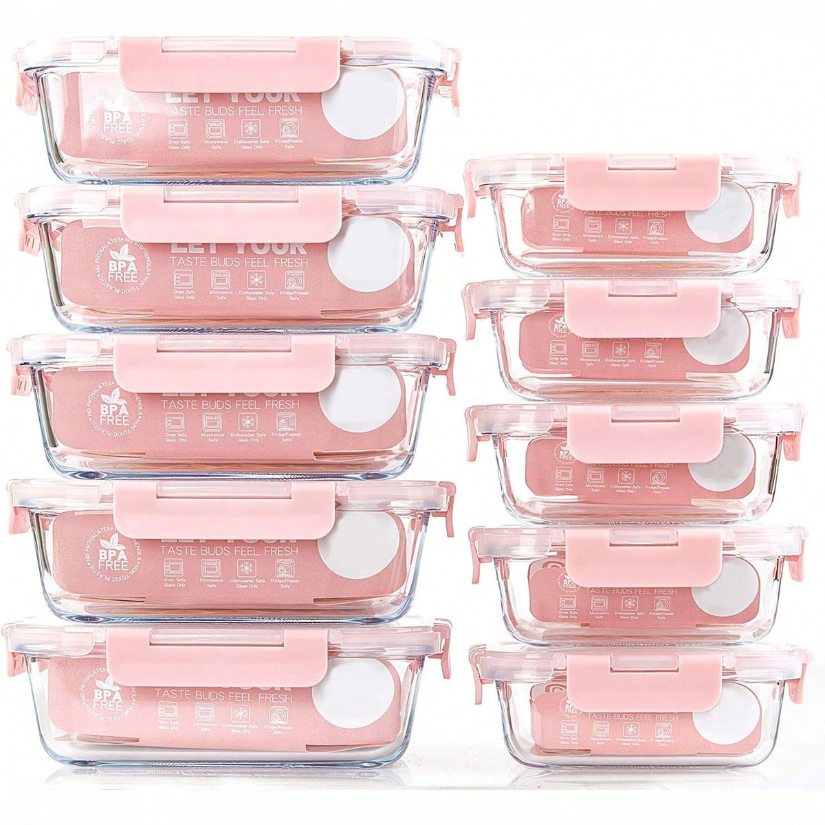 10個入りガラス製ミールプレップ容器、蓋付き食品保存容器、気 - Meal Prep Microwave のレビューと価格