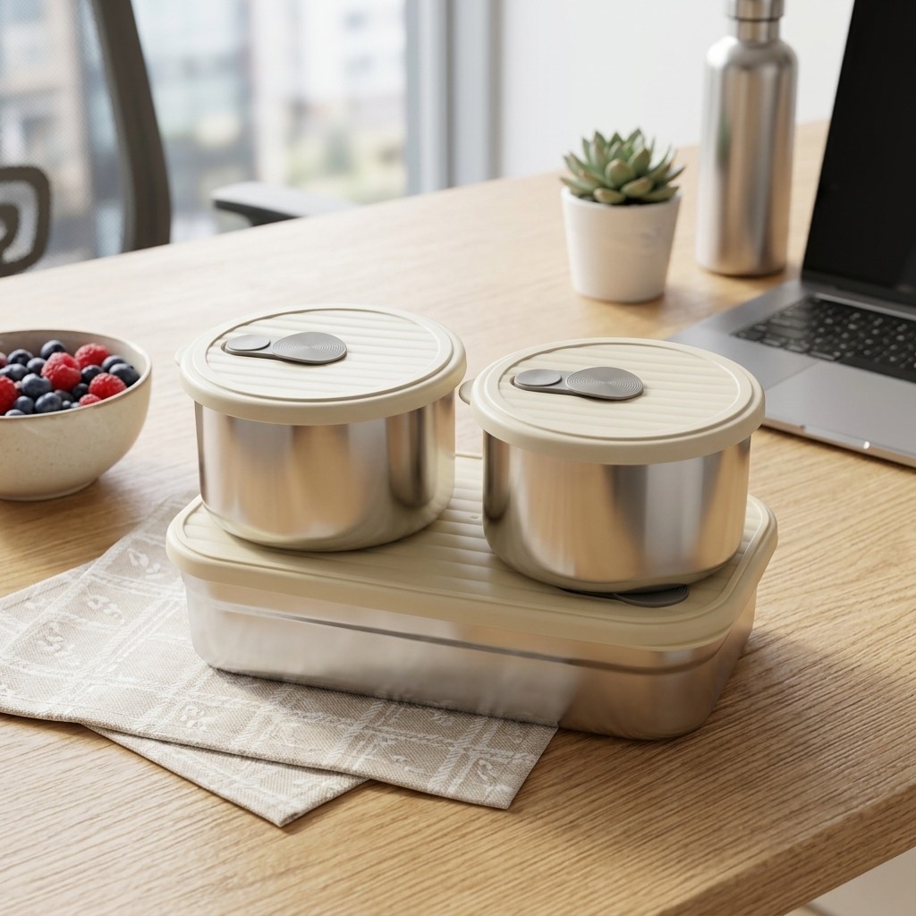 電子レンジ対応 304ステンレス製弁当箱セット 3コンパート - Meal Prep Kinder のレビューと価格