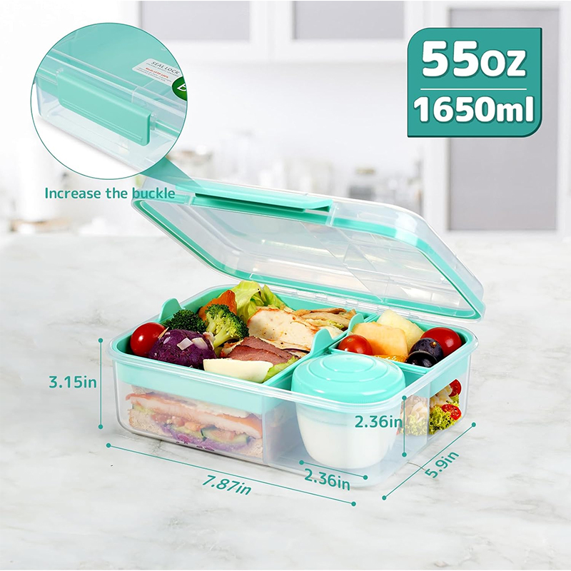 4つのコンパートメントに分かれた漏れ防止弁当箱、取り外し可能 - Meal Prep Kinder のレビューと価格