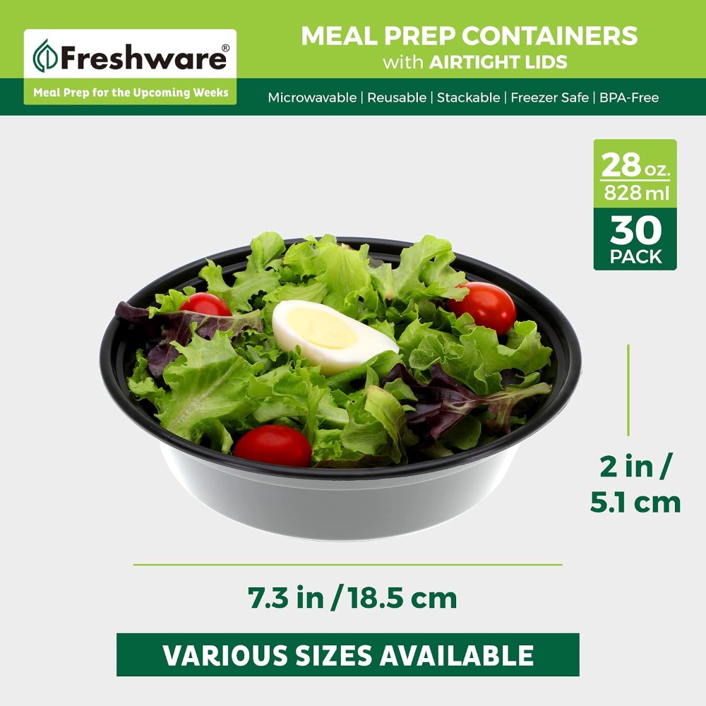 蓋付きミールプレップ容器 30個パック、28オンス BPAフ - Meal Prep Microwave のレビューと価格