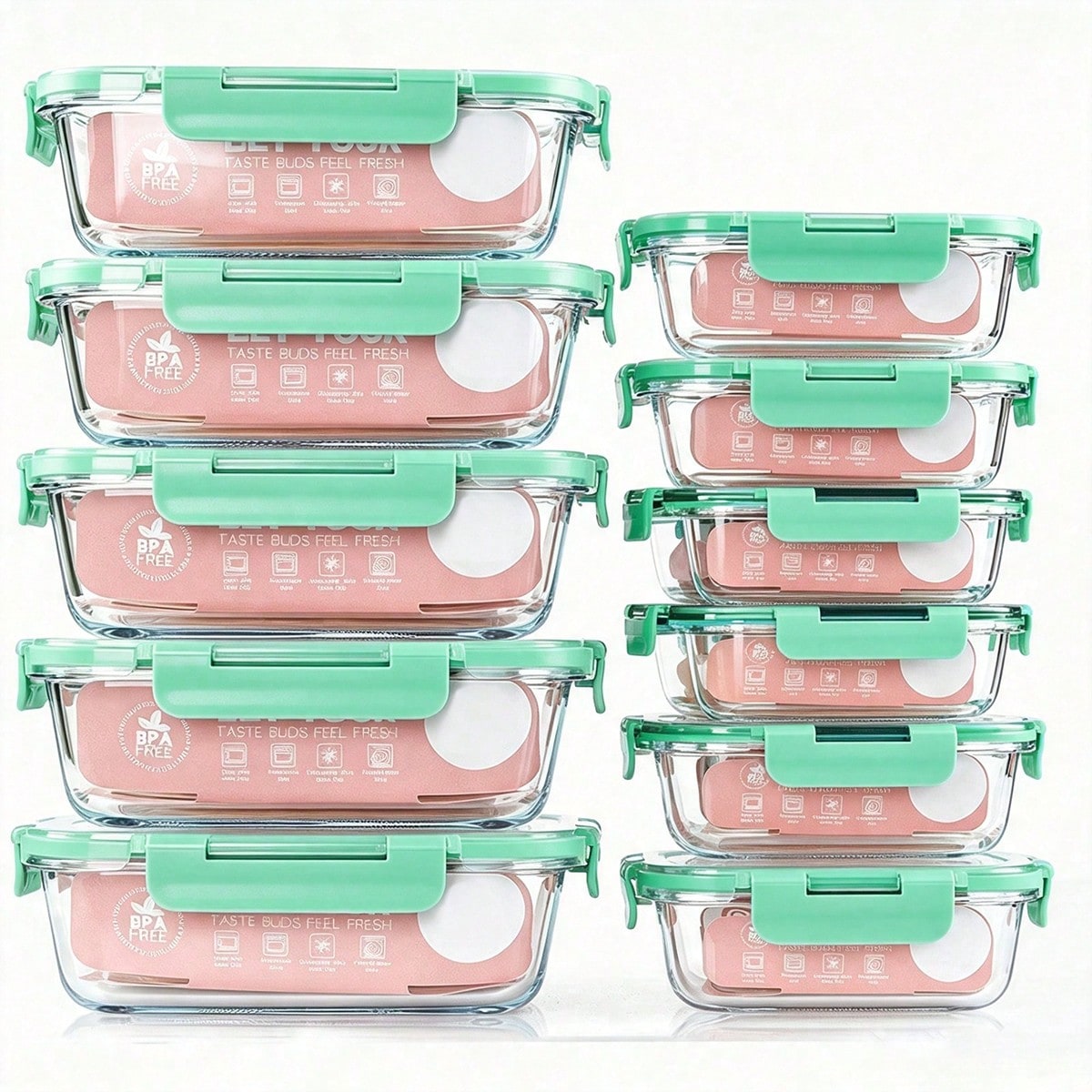 10個入りガラス製食品保存容器、蓋付き密閉容器、ガラス製ラン - Meal Prep Microwave のレビューと価格