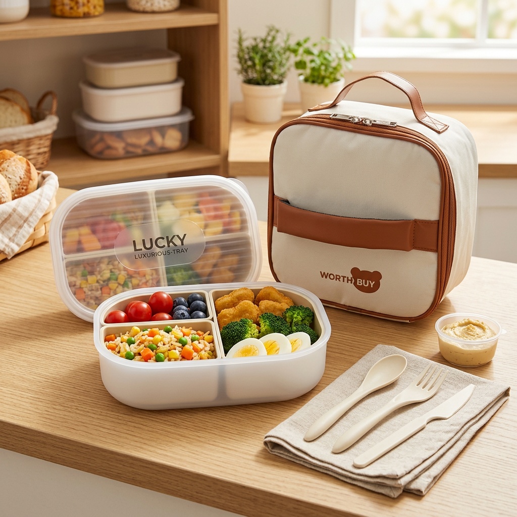 3コンパートメントプラスチック製弁当箱、取り外し可能なランチ - Meal Prep Kinder のレビューと価格