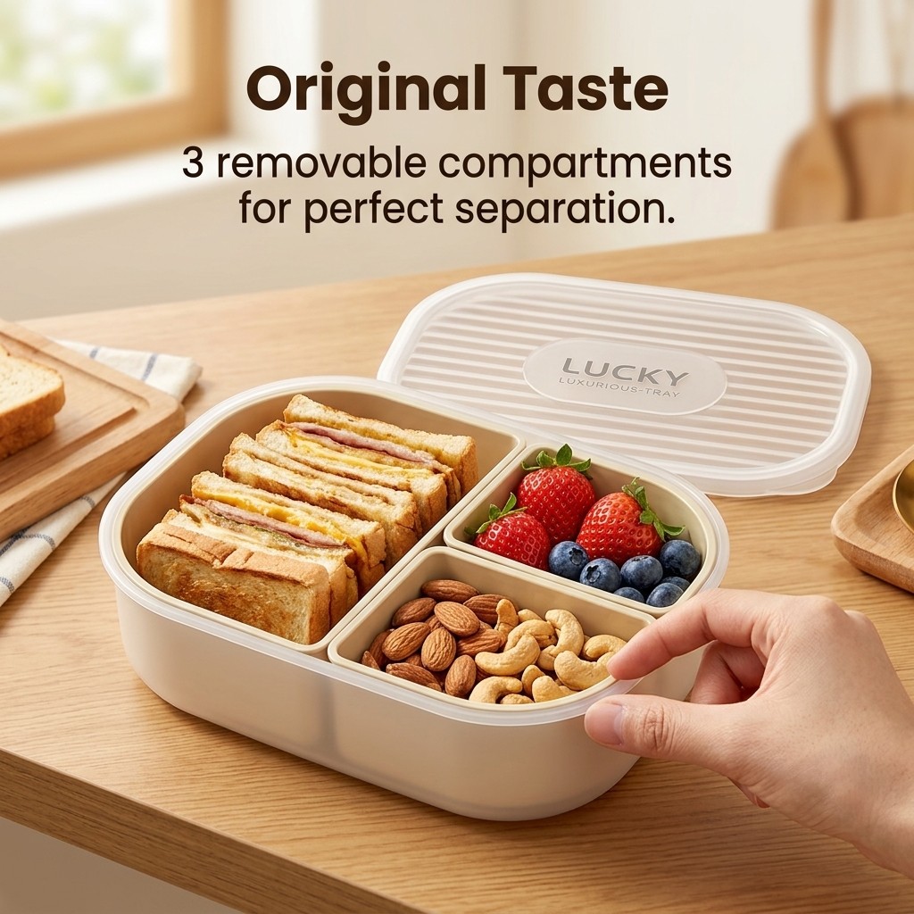 3コンパートメントプラスチック製弁当箱、取り外し可能なランチ - Meal Prep Kinder のレビューと価格