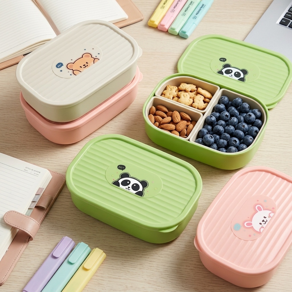 かわいいプラスチック製の分割ランチボックス子供学生用ポータブ - Meal Prep Microwave のレビューと価格
