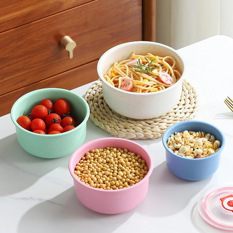 小麦わら鮮度保持ボウル 3 点セット 蓋付き 家庭用電子レン - Meal Prep Microwave のレビューと価格