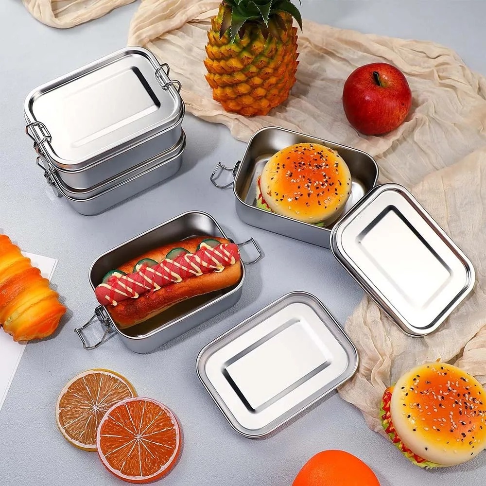 ステンレススチール弁当箱金属弁当箱食品保存容器ロック可能なク - Meal Prep Microwave のレビューと価格